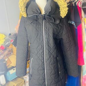 Marc New York Black Puffer Coat with Gold Accents